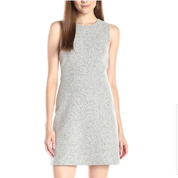 THEORY Raneid K Wool Felt Knit Light Heather Wool Sleeveless A-Line Dress - Picture 2 of 13
